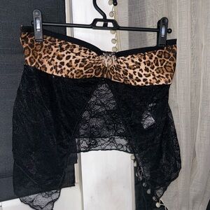 lace leopard print tube top